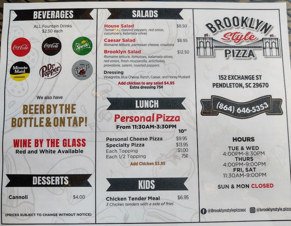 Brooklyn Style Pizza Menu image 2